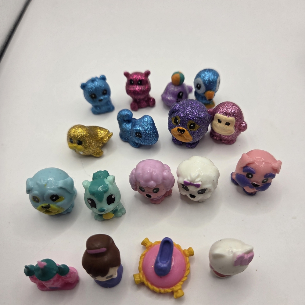 Squinkies Lot Of 17 Colorful Miniature Animal & Princess Figurines Set Glitter